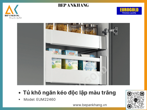 Tủ khô ngăn kéo độc lập màu trắng Eurogold EUM22460 - 600mm - 4 tầng